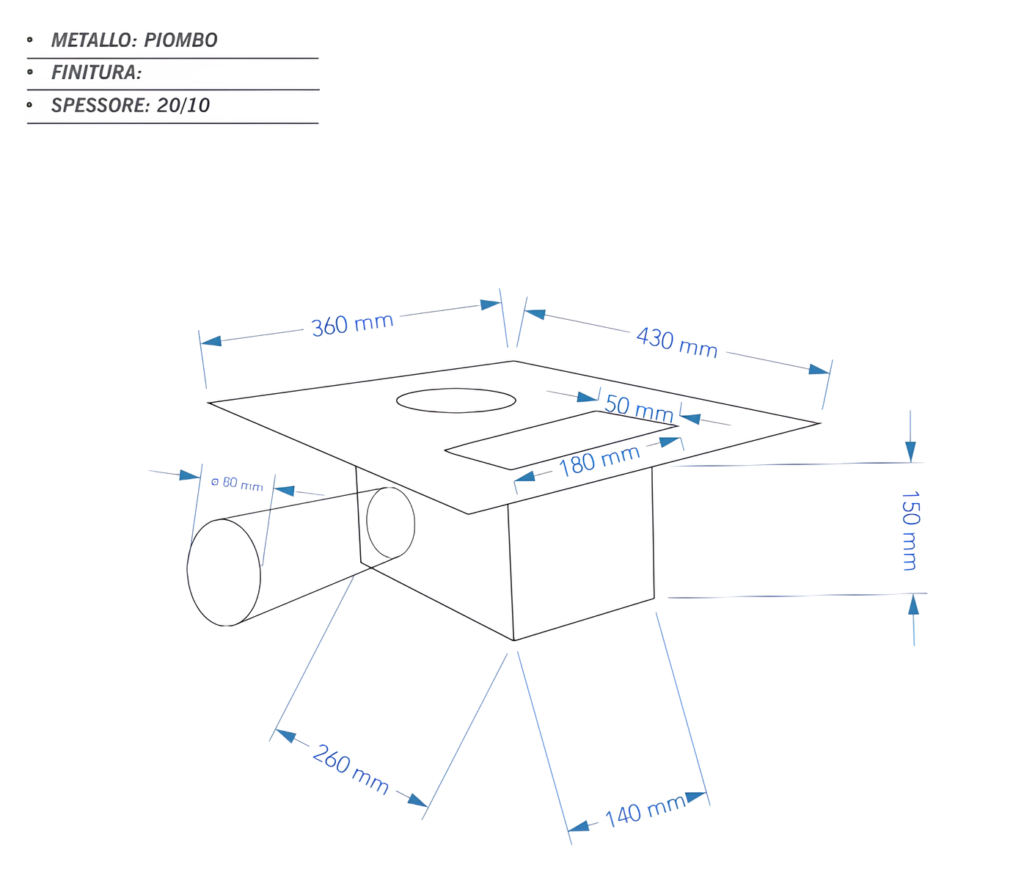 Disegno tecnico bocchettoni di scarico per terrazzi _ Opera Lattoneria Roma